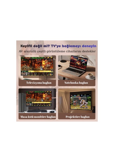 Taşınabilir Mini Oyun Konsolu İos-type-c Hızlı Çift Şarj Girişli Power Bank 3.2inç Retro 10000 Oyun Bej - 790976883