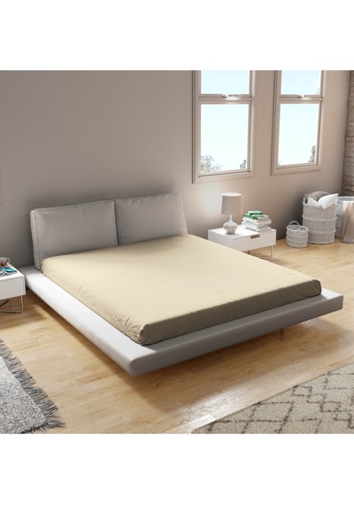 Biocotton Penye Lastikli Çarşaf Pamuk Çift Kişilik Çarşaf 160 x 200 CM Krem
