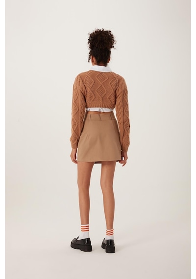 Quhox Kadın Triko Sweatshirt Taba