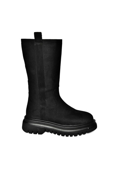 Fox Shoes R312104902 Siyah Süet Kalın Tabanlı Kadın Çizme Siyah