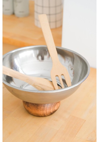 Ahşap Ayaklı Çelik 22 Cm Salata Kısır Meyve Sunum Kasesi Diğer