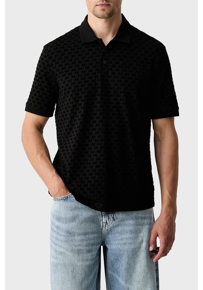 Armani Exchange % 100 Pamuk Regular Fit Düğmeli Polo Erkek Polo Xm002905 Af10356 Uc001 Siyah