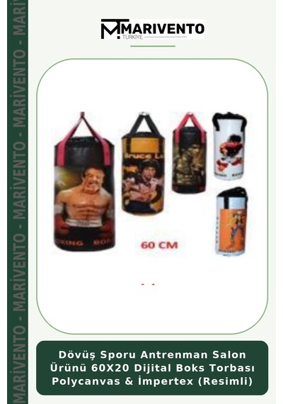 Dövüş Sporu Antrenman Salon Ürünü 60x20 Dijital Boks Torbası Polycanvas & İmpertex Resimli Çok Renkli