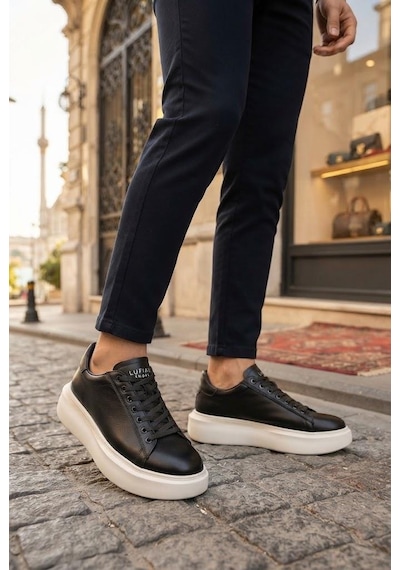 Lufian Lufıan Gage Siyah Beyaz Erkek Deri Sneaker Ayakkabı SİYAH-BEYAZ