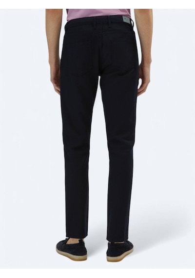 Lacivert Düz Dokuma Regular Fit Casual Pamuk Karışımlı Pantolon Lacivert