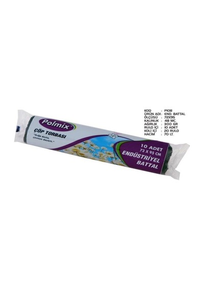 Polmix End Battal Boy Çöp Poşeti 72X95Cm 20 Rulo 200 Ad 6Kg Siyah