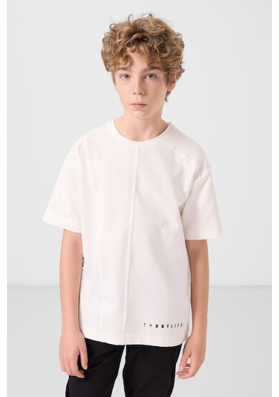 Basic Oversize O Yaka 2li Paket Ekru-açık Yeşil Erkek Çocuk T-shirt - 11297 Ekru-kaktüs