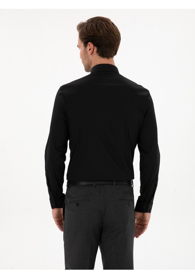 Cacharel Siyah Slim Fit Pamuk Karışımlı Gömlek