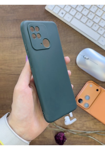 Redmi 10c / Poco C40 Uyumlu Kamera Korumalı Darbeye Dayanıklı Renk Atmayan Fab Silikon Kılıf Haki