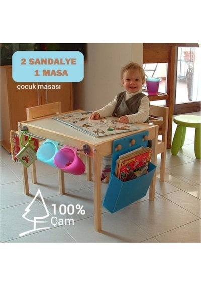 Latt Masif Çam Ahşap Çocuk Oyun Yemek Aktivite Masası Ahşap