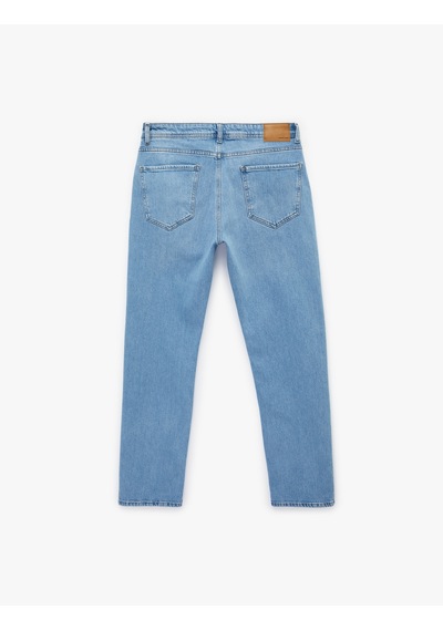 Koton Normal Bel Pamuklu Straight Fit Jean Pantolon - Mark Jean Orta İndigo 6sam40208nd