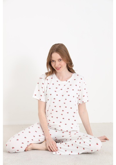 Elitol Bamboo Örme Desenli Kadın Pijama Takımı Desenli-1