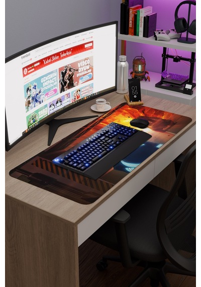 Fire Force Anime V1 - 90x40 Xxl Gaming Kauçuk Kaymaz Taban Mouse Pad Fare Altlığı