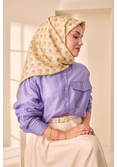 Silk Home Twill İpek Eşarp 11474 - 90 X 90 / Bej,yeşil -12 Bej,yeşil -12