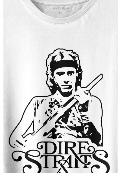Dire Straits David Mark Knopfler Rock Music Guitar Baskılı Tişört Unisex T-shirt 001