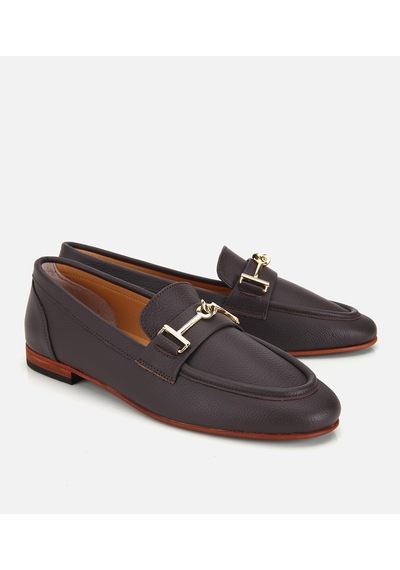 Hotiç Kadın Deri Kahverengi Yumuşak Dokulu Tokalı Klasik Loafer
