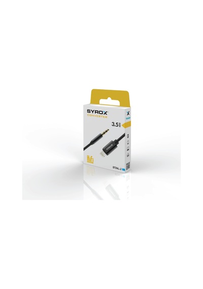 Syrox DT24l-J Lightning  3.5 MM AUX 1 M Dönüştürücü Ses Kablosu Siyah
