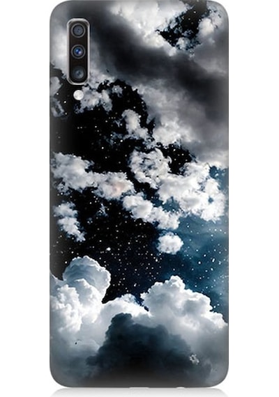 Samsung Galaxy A70 Uyumlu Bulutlu Bir Gece Ve Yıldızlar Desenli Silikon Kılıf