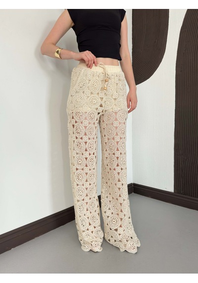 Verymoda Kadın Güpürlü Pantolon Ham