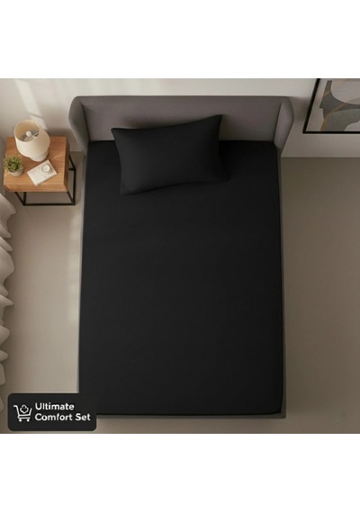 Elegancehome Flanel, Cozy Siyah, Tek Kişilik Lastikli Çarşaf Takımı