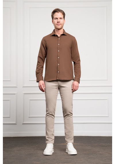 Morven Erkek Kahve Trend İtalyan Yaka Slim Fit Dar Kesim Gömlek 25mc004017400 Kahve Kahve Morven Erkek Kahve Trend İtalyan Yaka Slim Fit Dar Kesim Gömlek 25mc004017400 Kahve Kahve