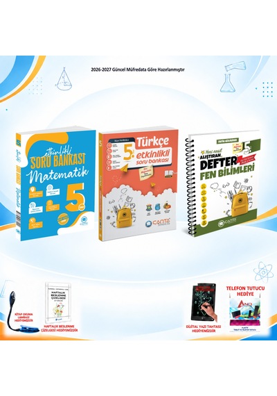 Çanta Yayınları 2026-2027 5. Sınıf Tüm Dersler 3 Kitap Mat-türkçe Soru/fen Defter Set