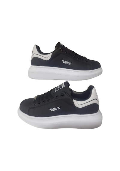 Wickers Unısex Siyah-beyaz Ortopedik Düz Taban Sneaker Spor Ayakkabı Siyah