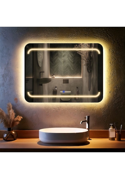 Recta Günışığı Kumlamalı Lavabo & Banyo Aynası Dokunmatik Sensörlü 65 X 90 Cm