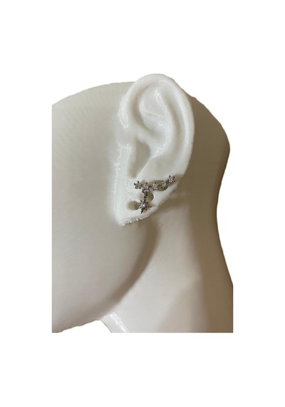 Zirkon Taşlı Yıldız Tasarım Tragus Helıx Kıkırdak Pearsıng Küpe 1adet Gümüş