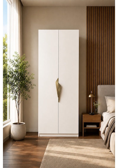 Gama 2 Kapaklı Çekmeceli Modül Askılı Raflı Tasarım Kulplu 253 Cm Gardırop Elbise Dolabı Beyaz Gama 2 Kapaklı Çekmeceli Modül Askılı Raflı Tasarım Kulplu 253 Cm Gardırop Elbise Dolabı Beyaz