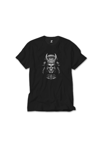 Samurai Skull Siyah Tişört Siyah