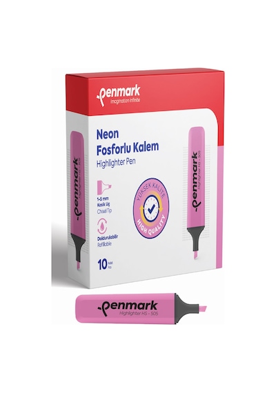 Penmark Fosforlu Kalem Neon Pembe Hs-505 04 Çok Renkli