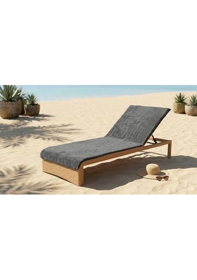 Kobehome%100 Pamuk Şezlong Havlusu Gri - Lacivert 80x200 Cm Açık