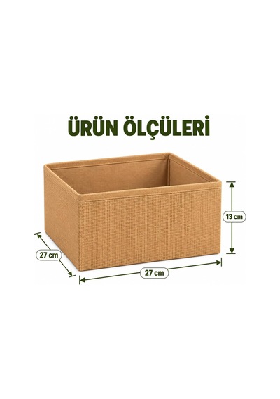 Harmony Jüt Tekli Organizer Katlanabilir Düzenleyici Jüt Sepet, 27 27 13 Cm, Bej