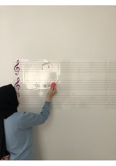 Nota Yazı Tahtası Sol Anahtarlı Ve Nota Çizgili Porteli