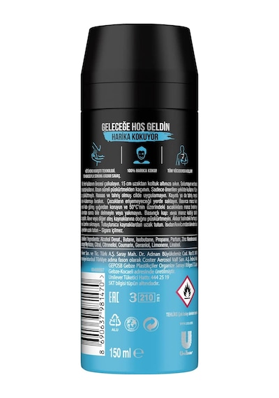 Axe Ice Chill Iced Mint&Lemon Scent Erkek Sprey Deodorant 150 ML