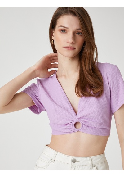 Koton Crop Bluz Halka Detaylı Lila 2sak30123pw 2SAK30123PW370 Koton Crop Bluz Halka Detaylı Lila 2sak30123pw 2SAK30123PW370