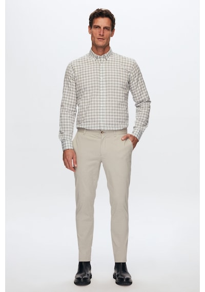 D'S Damat Ds Damat Slim Fit Gri Kareli Ekoseli Gömlek 7HC02ORT09265 Gri