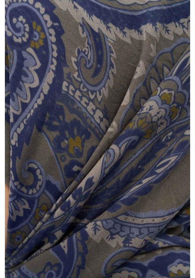 Silk Home Viskon Velora Eşarp Dört Mevsim Etro Desen Dumanlı Gri 90x90 Çok Renkli