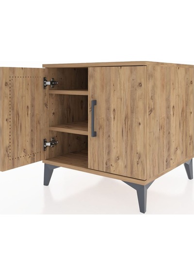 Kronos Komodin 2 Raflı 2 Kapaklı 60x59x64 Çam-çam Çam