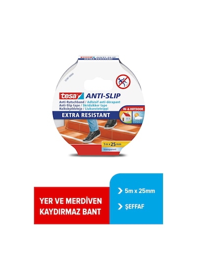 Kaydırmaz Bant, Zemin Güvenliği İçin, Şeffaf, 5m X 25mm