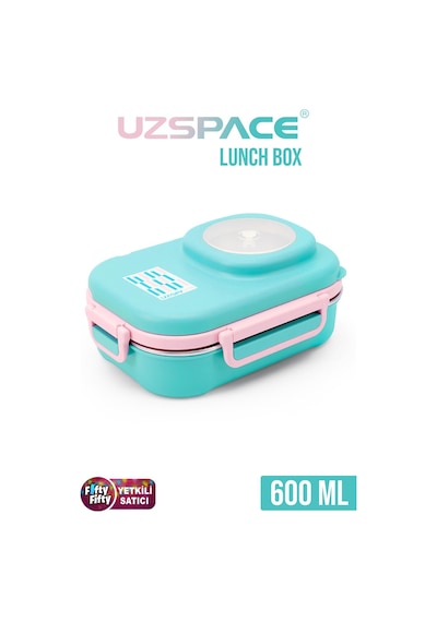 Uzspace 600 Ml Çorba Kaseli-çelik Kaşık Çatallı Paslanmaz Çelik Bento Lunch Box Yeni Nesil Sefer Tası-fflbox8021600 Turkuaz