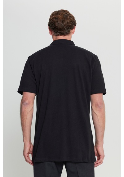 AC&Co / Altınyıldız Classics Erkek Sıyah Pamuklu Comfort Fit Rahat Kesim Klasik Yaka Örme Gömlek Siyah