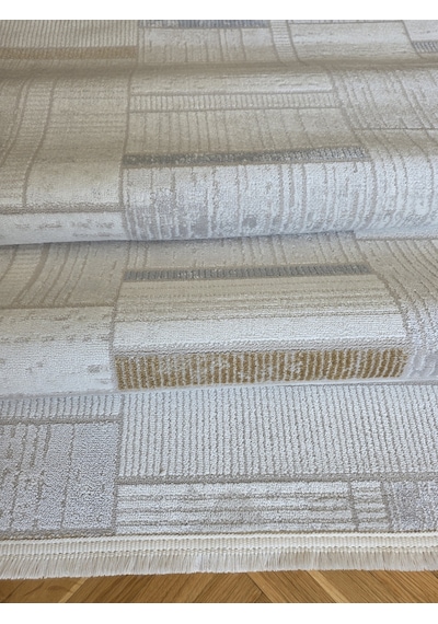London Krem Multi Dekoratif Bambu Akrilik Yumuşak Modern Özel Ölçü Koridor Oturma Çocuk Odası Halısı 003-krem/multi