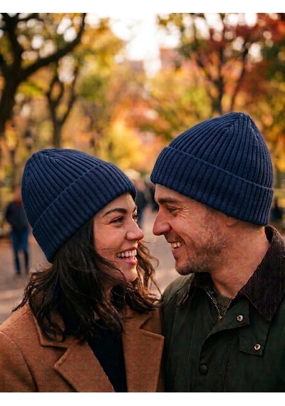 Hamze Düz Basic Fitilli Kışlık Pamuklu Unisex Bere Lacivert