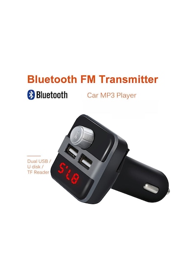 Bluetooth Lcd Araç Kiti Fm Verici Çift Çift Usb Araç Şarjı Dc 5V