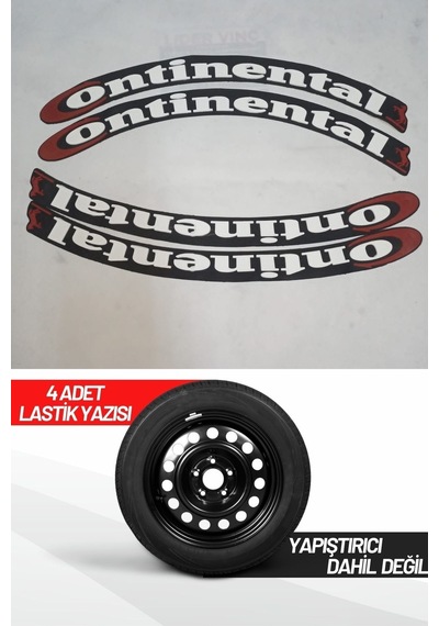 Continental Motosiklet Ve Otomobil Araç 3d Oto Lastik Yazısı Sticker Arma 4 Adet