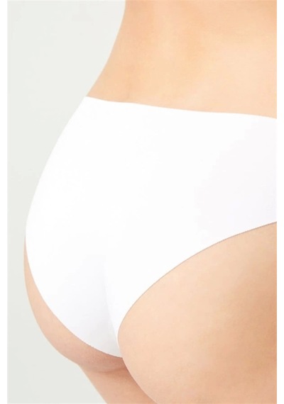 Cottonhill Siyah Klasik Basic Lazer Kesim Kadın Bikini Külot-0462 Beyaz Beyaz