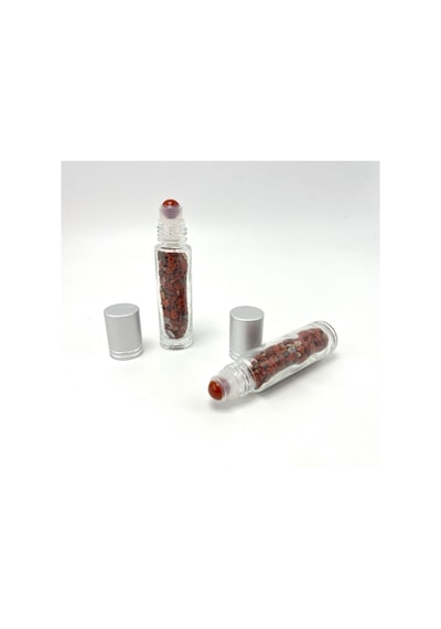 Yıldız Doğal Taş Sertifikalı Kırmızı Jasper Doğal Taş Esans Şişesi + Roller Masaj Aleti 10 ML