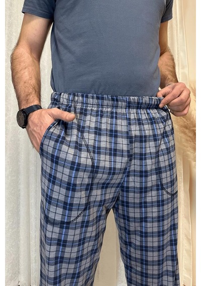 Erkek Desenli Cepli Lastikli Bel Pijama Altı Gri